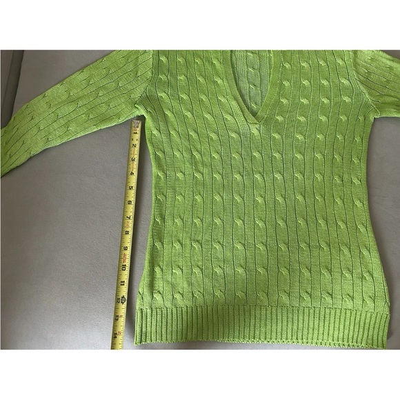 Ralph Lauren Black Label Green 100% Silk Cable Knit Sweater - Picture 10 of 13